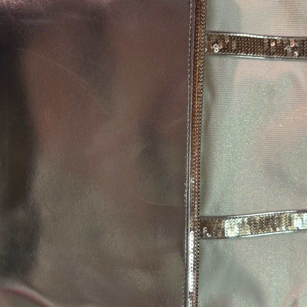 Victoria's Secret Shimmer Glam Sequin Tote Bag White Gold NWOT - Picture 8 of 12